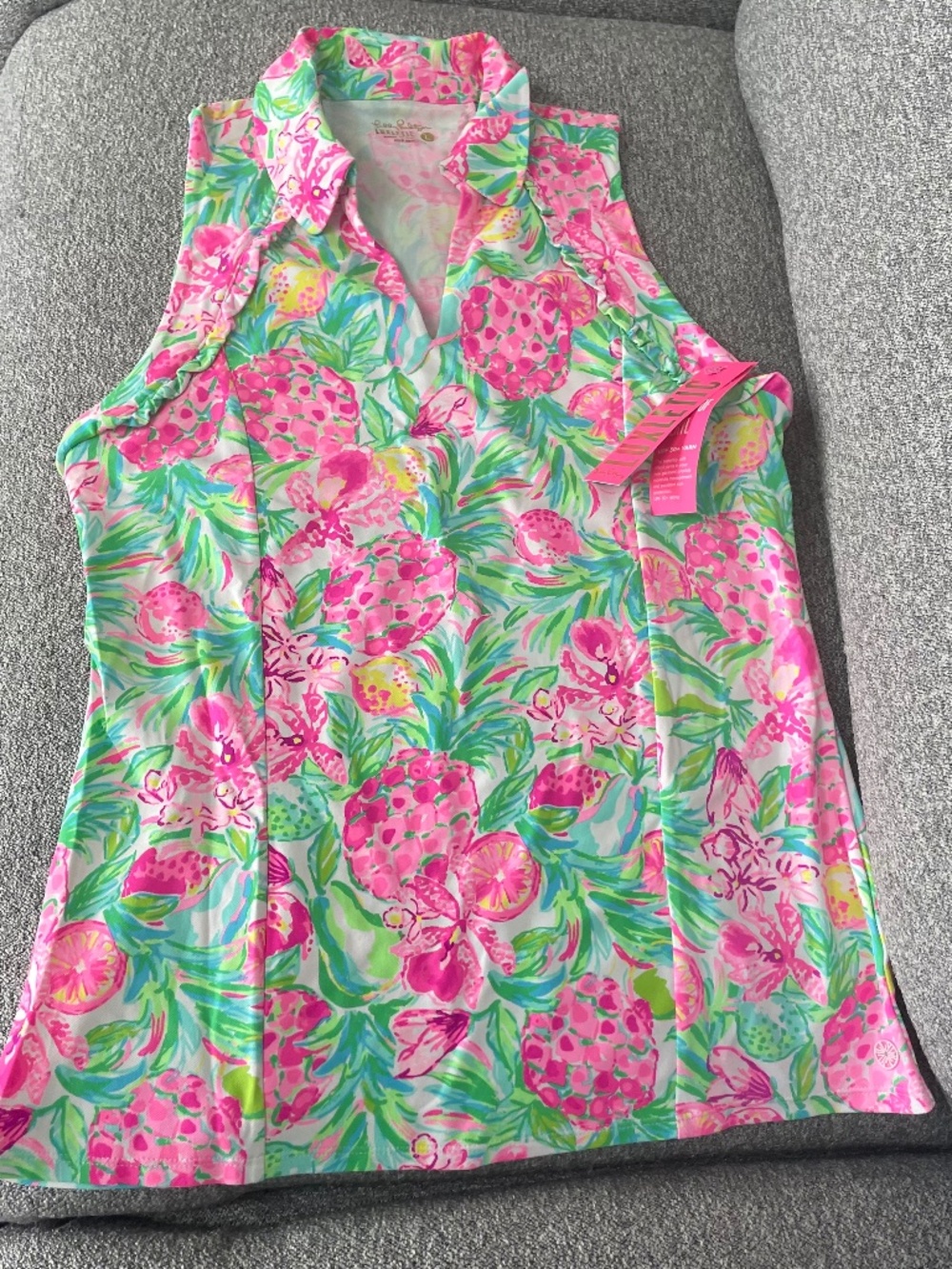 NEW Lilly Pulitzer Martina Polo Resort White Pear Necessities, Women’s Size L